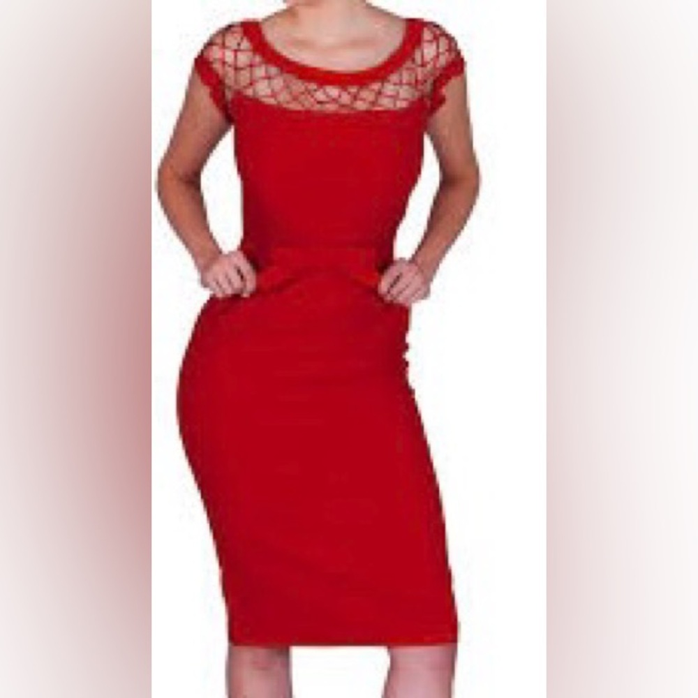 Bettie Page Clothing/Tatyana Red Alika Pencil Dress Sz Large
